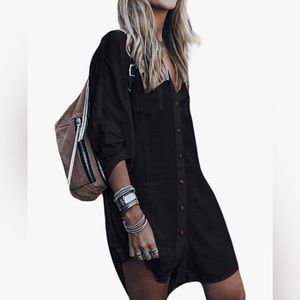 100% Cotton Button Down Shirt Dress